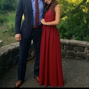 Long lace top sleeveless dress